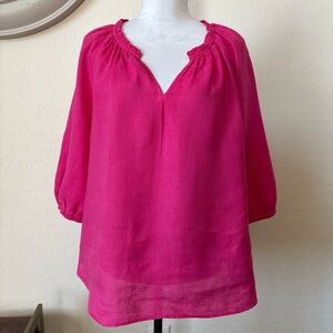 J. Jill women’s pink 100% linen relaxed Blouse with 3/4 sleeves. XL